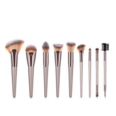 New Arrival 9Pcs Luxury Champagne Gold Makeup Brushes Private Label Makeup Tools