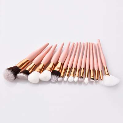 Luxury Custom Logo Professional Makeup Brushes 15pcs Manufacturer Cosmetic Blush Brush Wood Hand